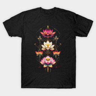 Sacred Lotus Flowers Chakra Yoga Sacred Geometry T-Shirt