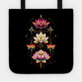 Sacred Lotus Flowers Chakra Yoga Sacred Geometry Tote