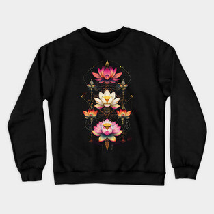 Sacred Lotus Flowers Chakra Yoga Sacred Geometry Crewneck Sweatshirt