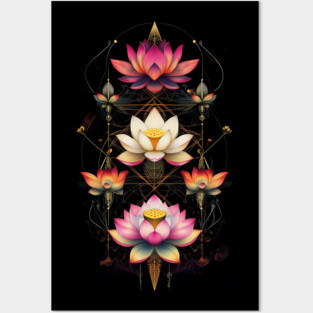 Sacred Lotus Flowers Chakra Yoga Sacred Geometry Posters and Art