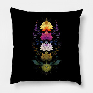 Chakra Yoga Sacred Geometry Lotus Flowers Pillow