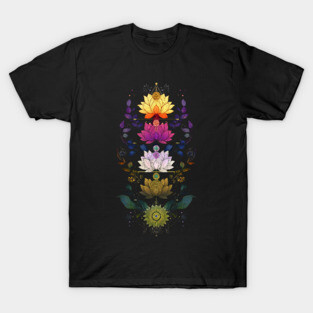 Chakra Yoga Sacred Geometry Lotus Flowers T-Shirt