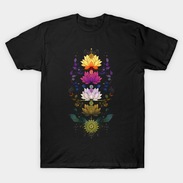 Chakra Yoga Sacred Geometry Lotus Flowers T-Shirt by AltrusianGrace