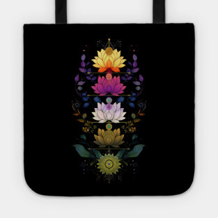 Chakra Yoga Sacred Geometry Lotus Flowers Tote