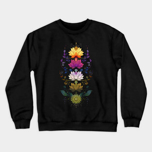 Chakra Yoga Sacred Geometry Lotus Flowers Crewneck Sweatshirt