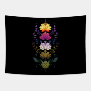 Chakra Yoga Sacred Geometry Lotus Flowers Tapestry