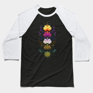 Chakra Yoga Sacred Geometry Lotus Flowers Baseball T-Shirt