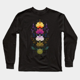 Chakra Yoga Sacred Geometry Lotus Flowers Long Sleeve T-Shirt