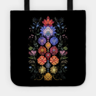 Floral Lotus Flowers Chakra Yoga Sacred Geometry Tote