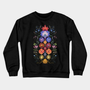 Floral Lotus Flowers Chakra Yoga Sacred Geometry Crewneck Sweatshirt
