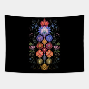 Floral Lotus Flowers Chakra Yoga Sacred Geometry Tapestry