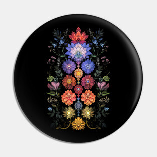 Floral Lotus Flowers Chakra Yoga Sacred Geometry Pin