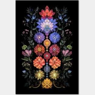 Floral Lotus Flowers Chakra Yoga Sacred Geometry Posters and Art