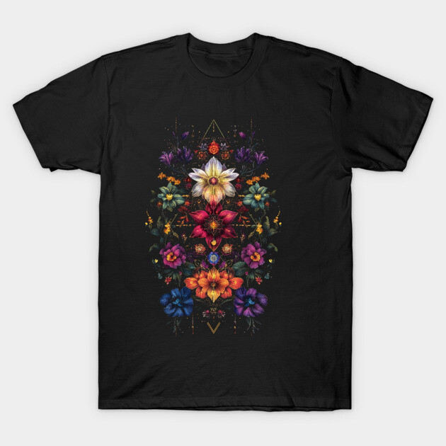 Flowers Chakra Yoga Floral Sacred Geometry Lotus T-Shirt by AltrusianGrace