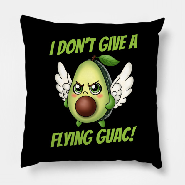 Flying Guacamole Pun Pillow by H. R. Sinclair