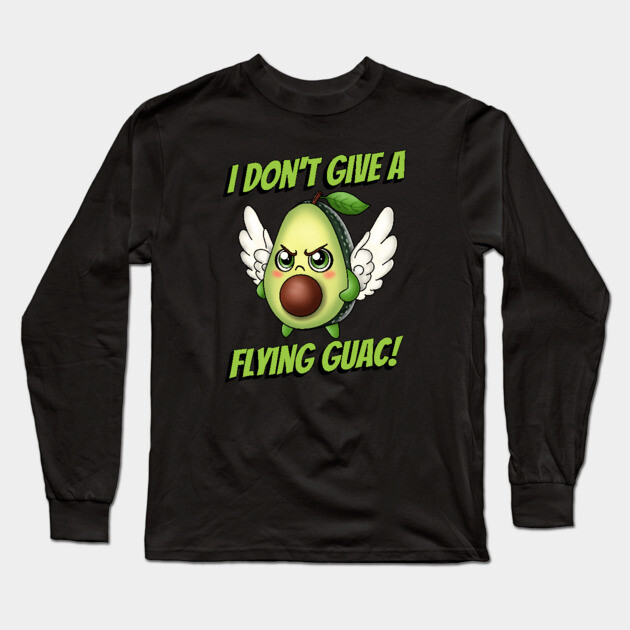 Flying Guacamole Pun Long Sleeve T-Shirt by H. R. Sinclair