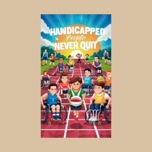 Handicapped people never quit. T-Shirt