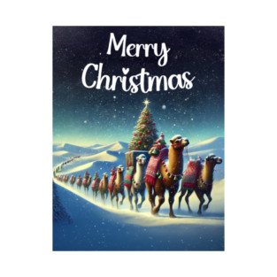 Merry Christmas - Retro Vintage Christmas Camel Caravan T-Shirt