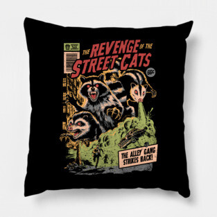 The Revenge of the Street Cats - Dark Horror Movie Raccoon Possum Poster Gift Pillow