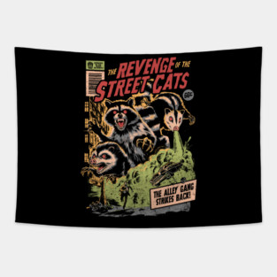 The Revenge of the Street Cats - Dark Horror Movie Raccoon Possum Poster Gift Tapestry