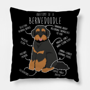 Black Phantom Bernedoodle Dog Anatomy Pillow