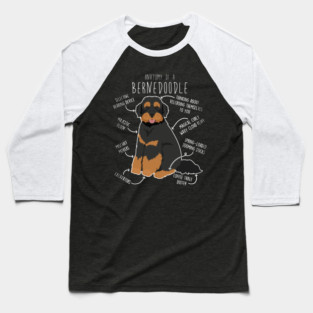 Black Phantom Bernedoodle Dog Anatomy Baseball T-Shirt