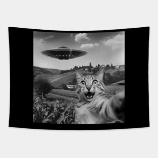 Cat Selfie UFOs Tapestry