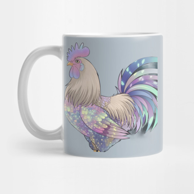 Rooster with Detailed and Colorful Plumage, Featuring Shades of Purple, Blue, and Iridescent Spots by animegirlnft