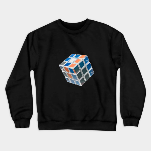 Cube is Partially Solved, with Visible Colors Including Blue, White, Orange, and Grey Crewneck Sweatshirt by animegirlnft