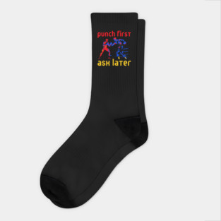 Boxing - Funny Cool Design - Punch First Socks
