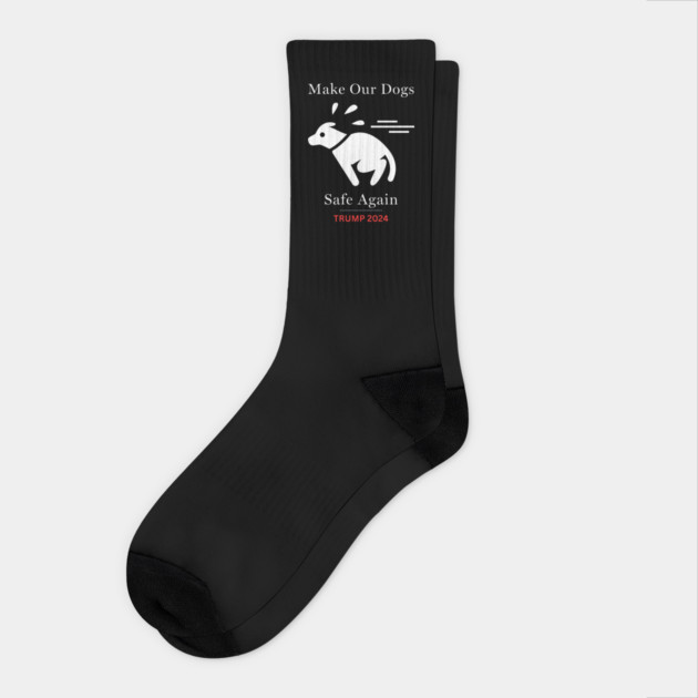 Funny Donald Trump Dog 2024 Socks by QuirkyQuest Creations