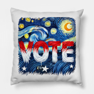 Patriotic Starry Night 'VOTE' Tee – Van Gogh Inspired Voting Shirt Pillow