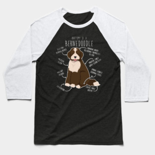 Bernedoodle Chocolate Bicolor Dog Anatomy Baseball T-Shirt