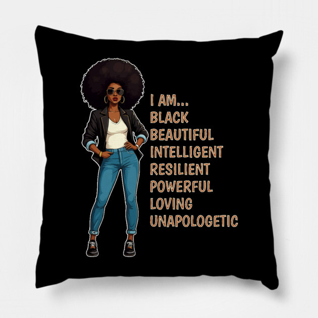 I am a Beautiful Black Woman Pillow by UrbanLifeApparel