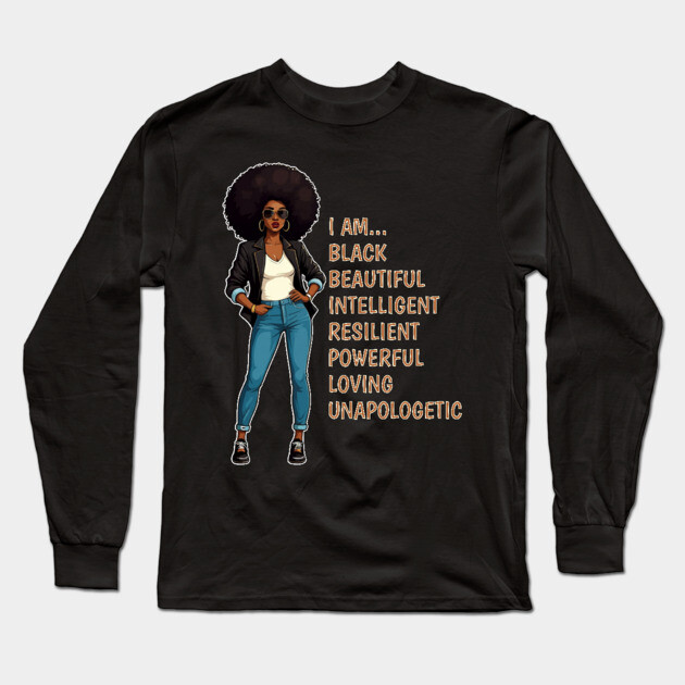 I am a Beautiful Black Woman Long Sleeve T-Shirt by UrbanLifeApparel
