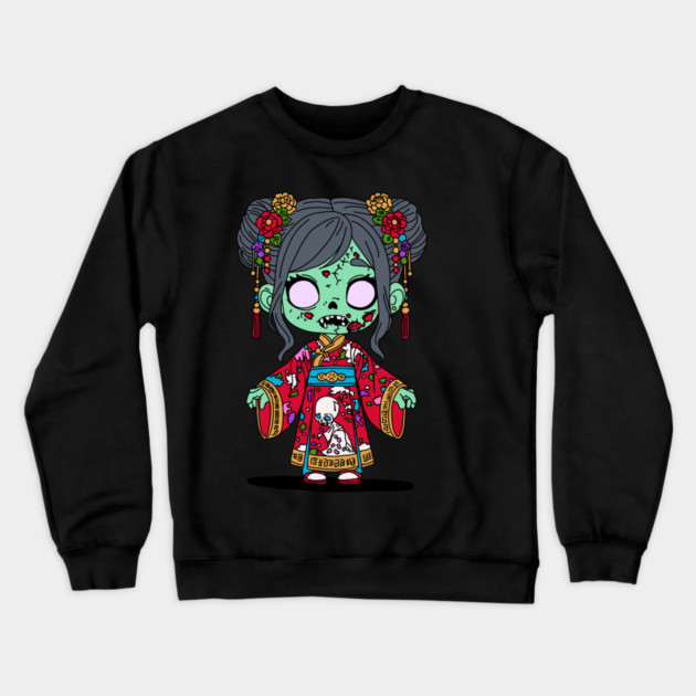 Cute Chinese Zombie Crewneck Sweatshirt by H. R. Sinclair