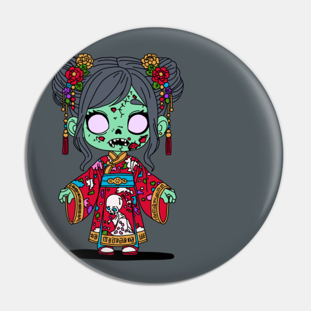 Cute Chinese Zombie Pin by H. R. Sinclair