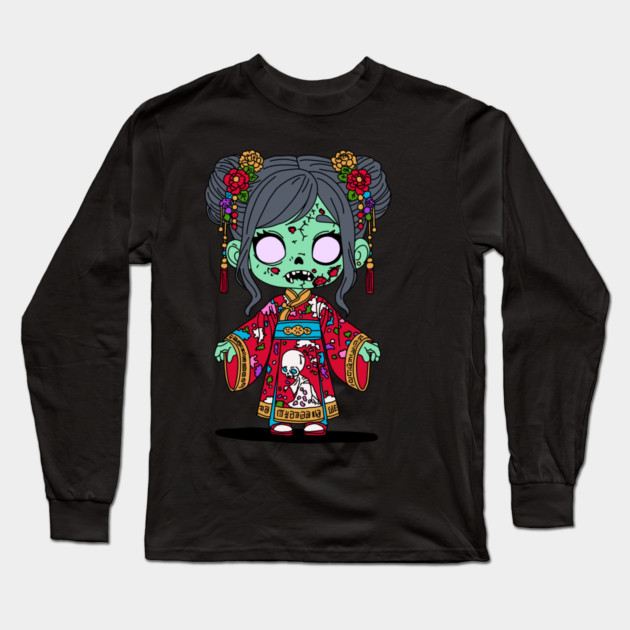Cute Chinese Zombie Long Sleeve T-Shirt by H. R. Sinclair