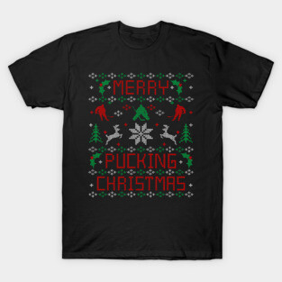 Funny Hockey Ugly Christmas Sweater Party Shirt T-Shirt