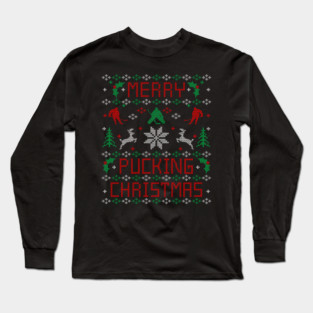Funny Hockey Ugly Christmas Sweater Party Shirt Long Sleeve T-Shirt