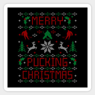 Funny Hockey Ugly Christmas Sweater Party Shirt Magnet