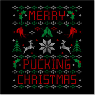 Funny Hockey Ugly Christmas Sweater Party Shirt Posters and Art