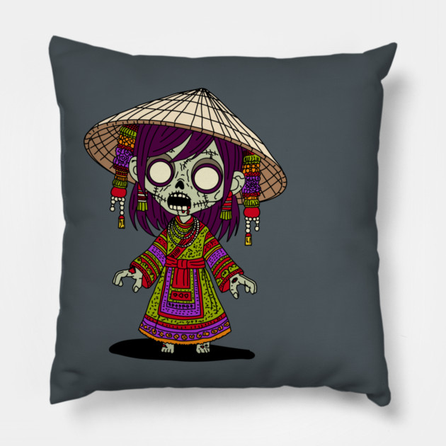 Cute Vietnamese Zombie Pillow by H. R. Sinclair
