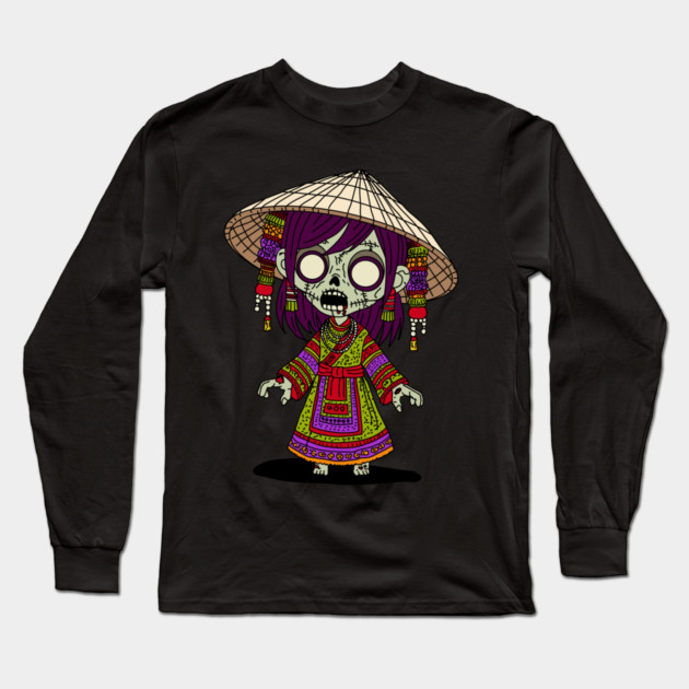 Cute Vietnamese Zombie Long Sleeve T-Shirt by H. R. Sinclair