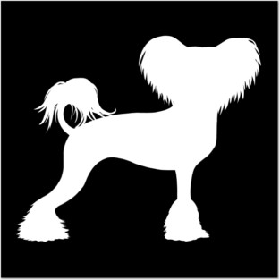 White Chinese Crested Dog Silhouette Posters and Art