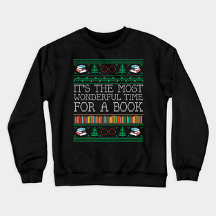 Books Reading Librarian Teacher Book Lovers Ugly Christmas Crewneck Sweatshirt