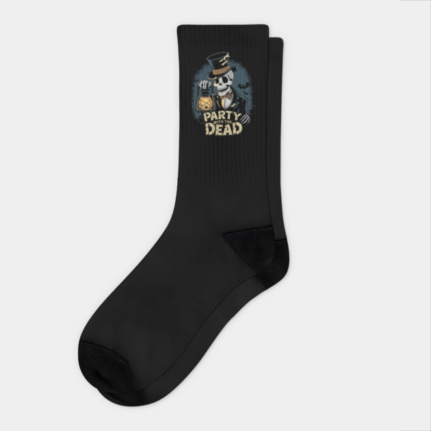 Party With The Dead Skeleton Lantern Design Socks by Designed By Marty