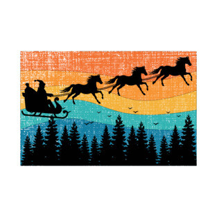 Retro Christmas Horse Riding Santa Vintage 70s 80s Xmas T-Shirt