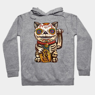 Day of the Dead Maneki-Neko Lucky Shirt Hoodie