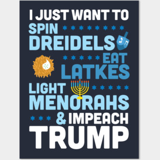 Hanukkah Anti Trump Funny Impeach Trump Chanukah Posters and Art
